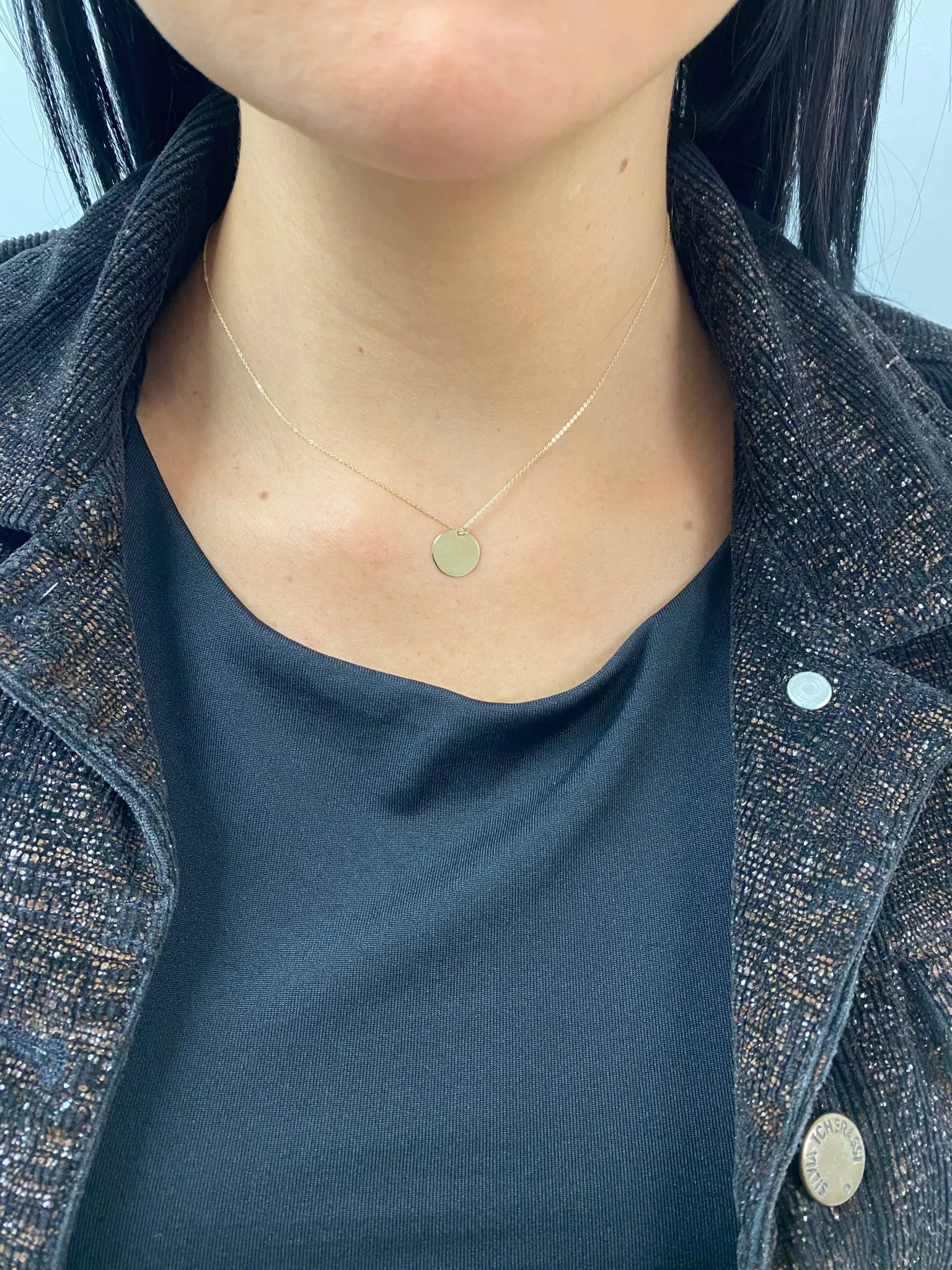 Single Circle Disc Charm Necklace