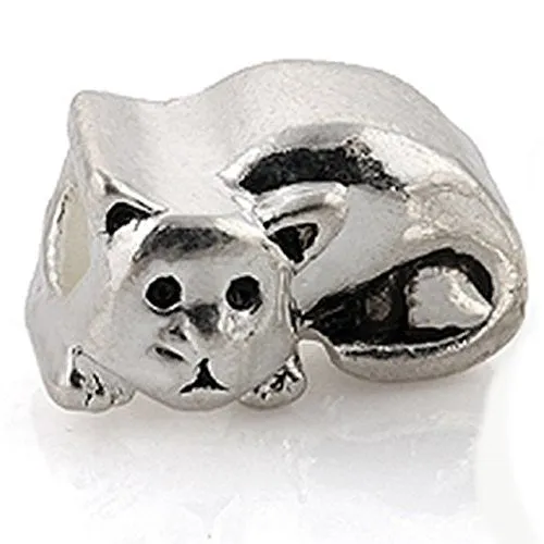 Sitting Cat European Bead Compatible for Most European Snake Chain Charm Bracelet