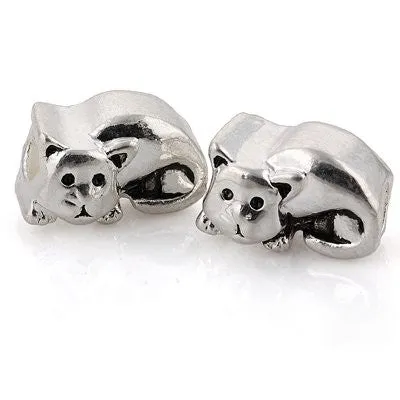 Sitting Cat European Bead Compatible for Most European Snake Chain Charm Bracelet