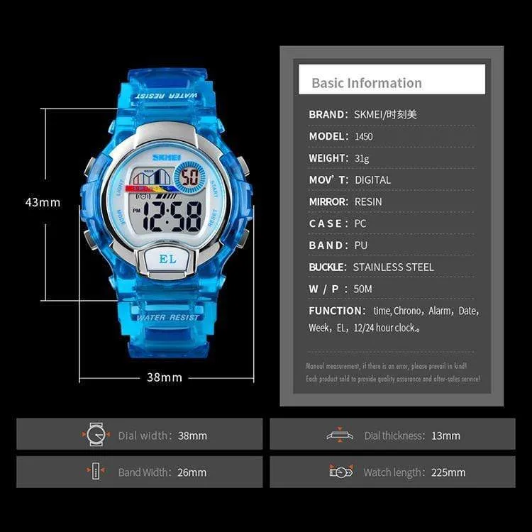 Skmei 1450 Original Digital Multicolor Light Watch Boys & Girls
