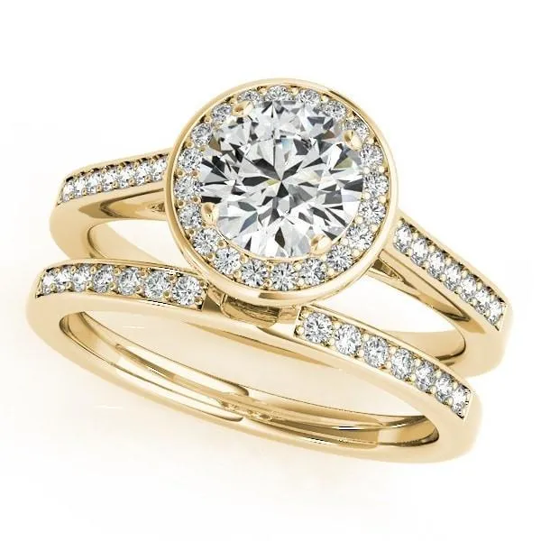 Skye Round Center Stone Channel Shank Halo Engagement Ring