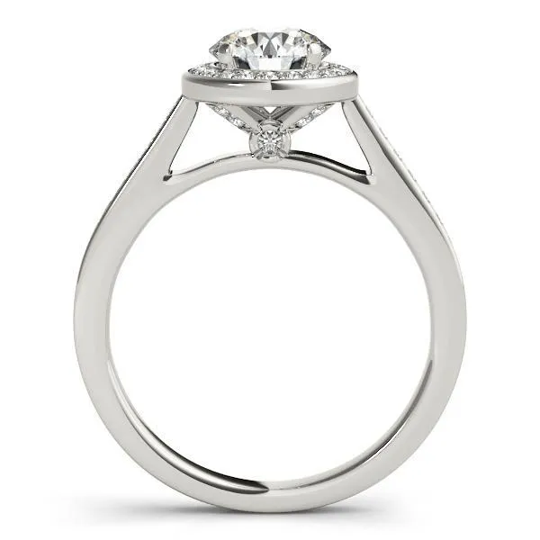 Skye Round Center Stone Channel Shank Halo Engagement Ring