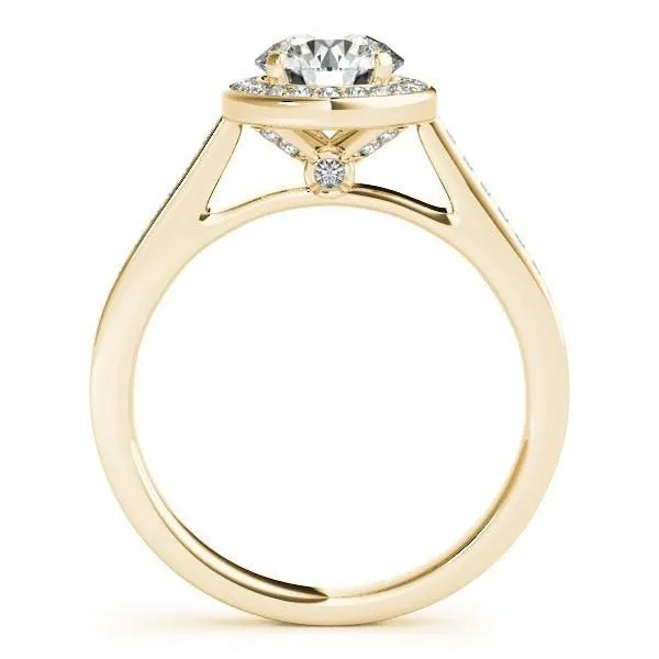 Skye Round Center Stone Channel Shank Halo Engagement Ring