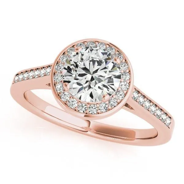 Skye Round Center Stone Channel Shank Halo Engagement Ring