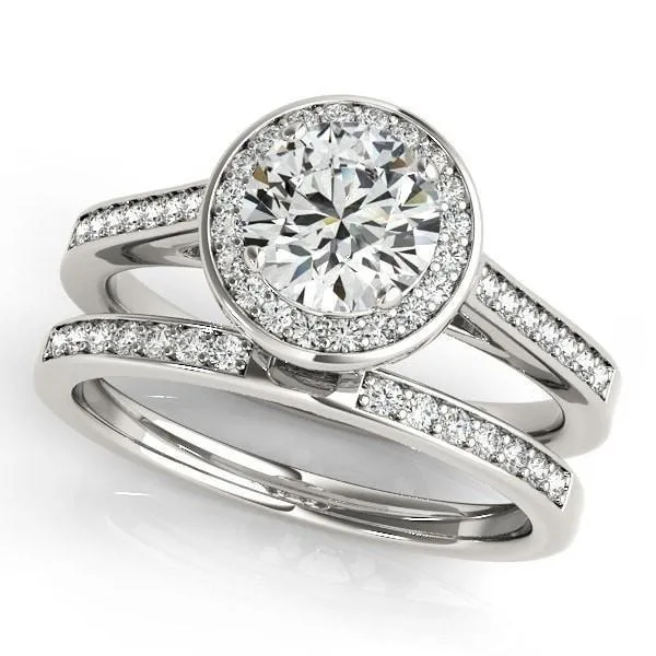 Skye Round Center Stone Channel Shank Halo Engagement Ring