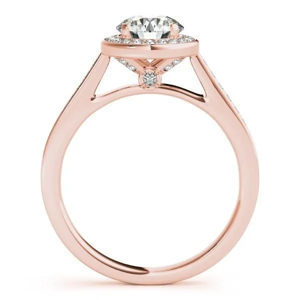 Skye Round Center Stone Channel Shank Halo Engagement Ring