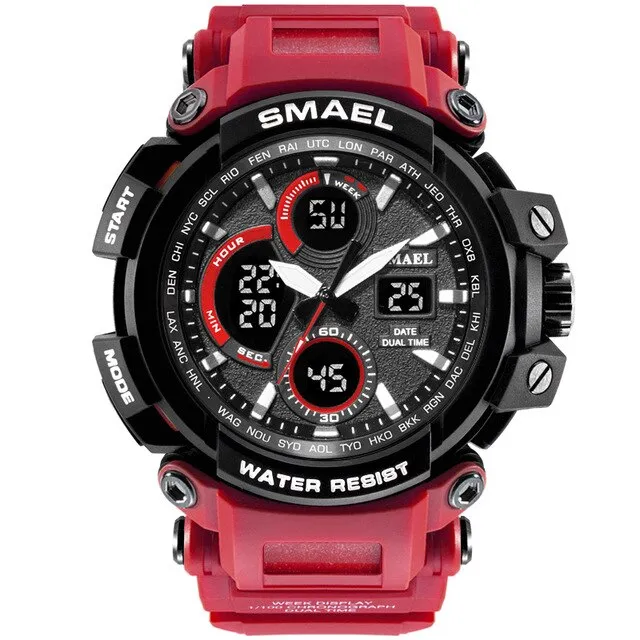 SMAEL Camouflage Military Watch Men Waterproof Dual Time Display Mens Sport Wristwatch Digital Analog Quartz Watches Male 1708