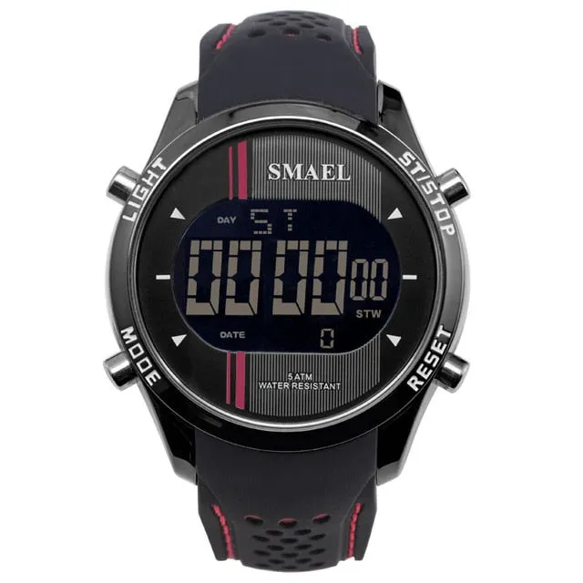 SMAEL LED Digital Wristwatches Silicone Watch Blue Casual Men Outdoo Sports Running Fashion Cool Electronic Watches Man Clock