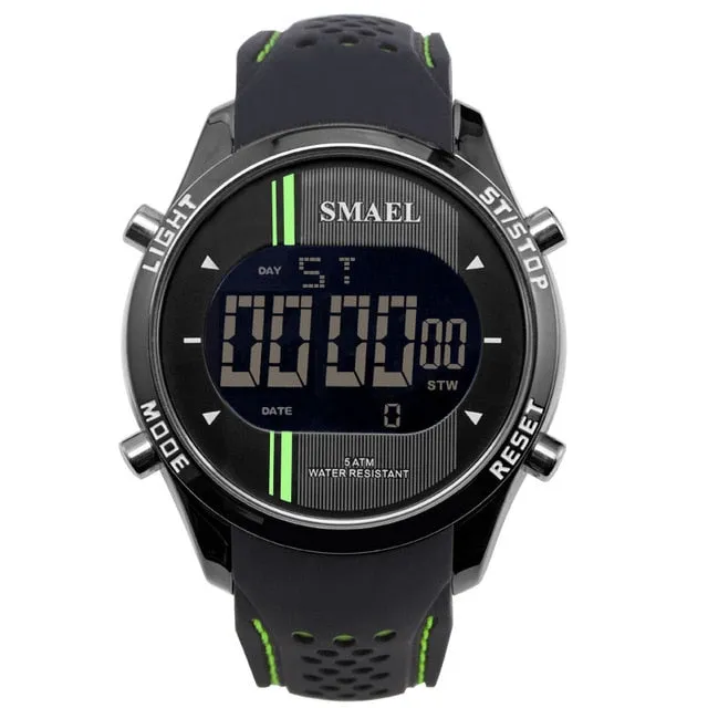 SMAEL LED Digital Wristwatches Silicone Watch Blue Casual Men Outdoo Sports Running Fashion Cool Electronic Watches Man Clock