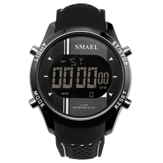 SMAEL LED Digital Wristwatches Silicone Watch Blue Casual Men Outdoo Sports Running Fashion Cool Electronic Watches Man Clock
