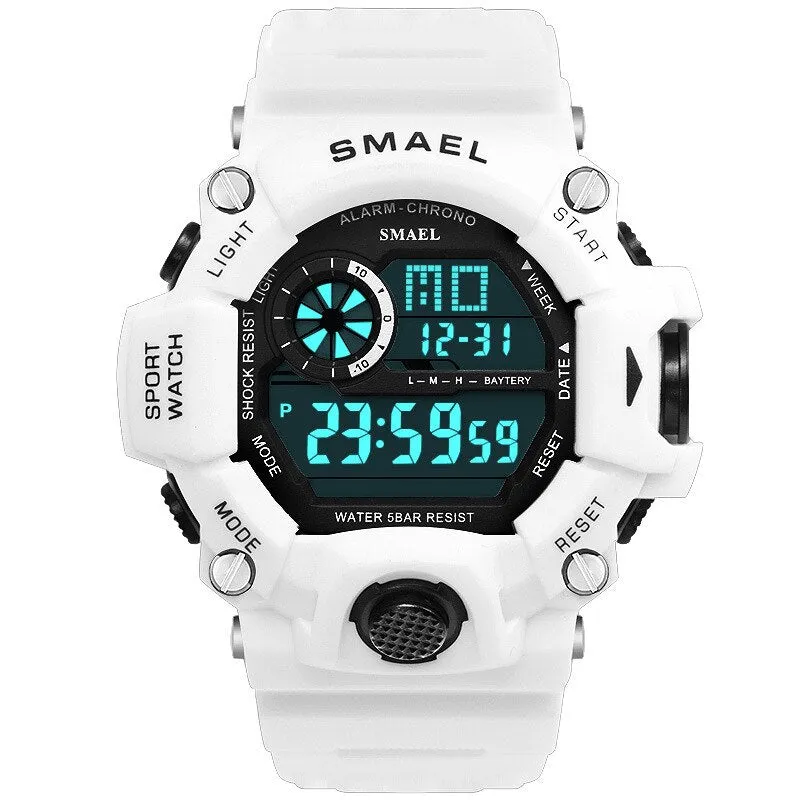 SMAEL Men Sports Digital Watch Waterproof LED Electronic Watches Men&#39;s Timing Week Display Alarm Clock Male Sport Wrist Watch