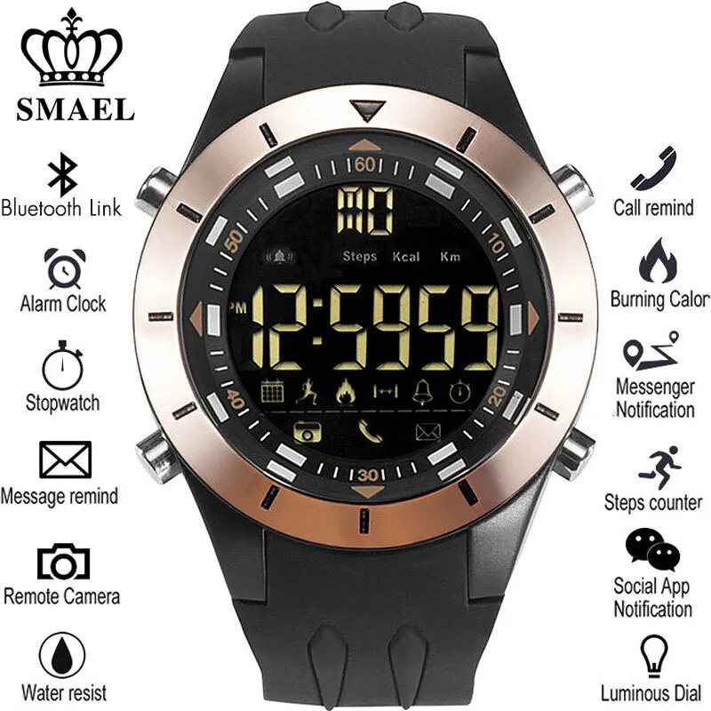 SMAEL Men Watch Electronic WristWatch Luminous Waterproof Alarm  Multi-function Mens Sport Watches Male Clock Relogio Masculino