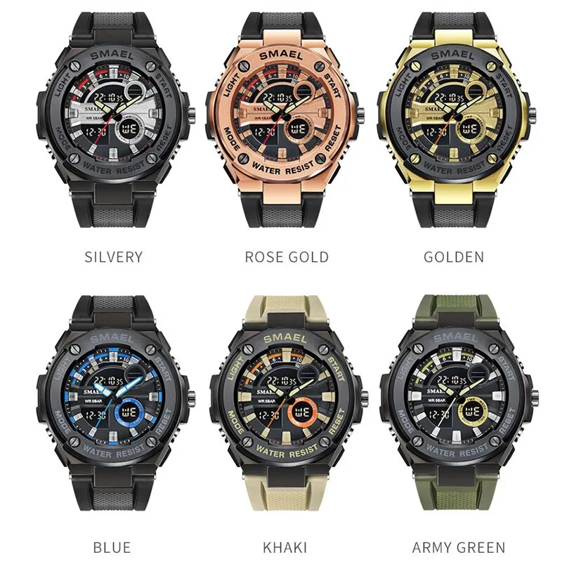SMAEL Military Watch Waterproof Sports Watches Men LED Digital Quartz Wristwatches Top Brand Luxury Clock Relogio Masculino