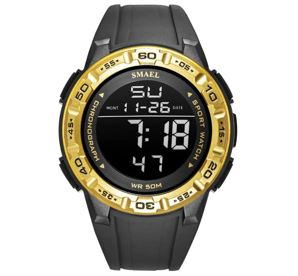 SMAEL Waterproof Mens Watches Top Luxury Brand Digital Sport Watch for Men Silicone Strap Military Date Wrist Watch Male Clock