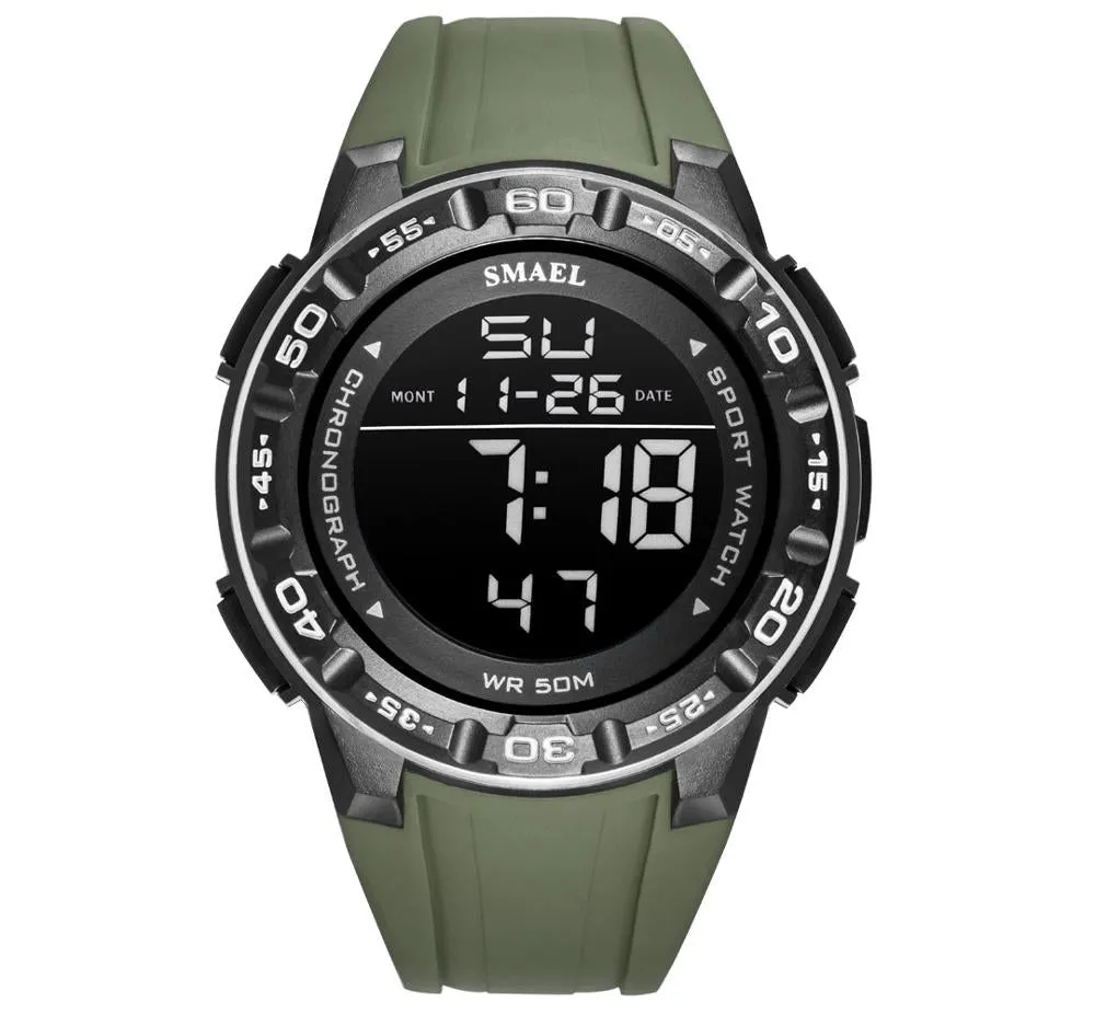 SMAEL Waterproof Mens Watches Top Luxury Brand Digital Sport Watch for Men Silicone Strap Military Date Wrist Watch Male Clock