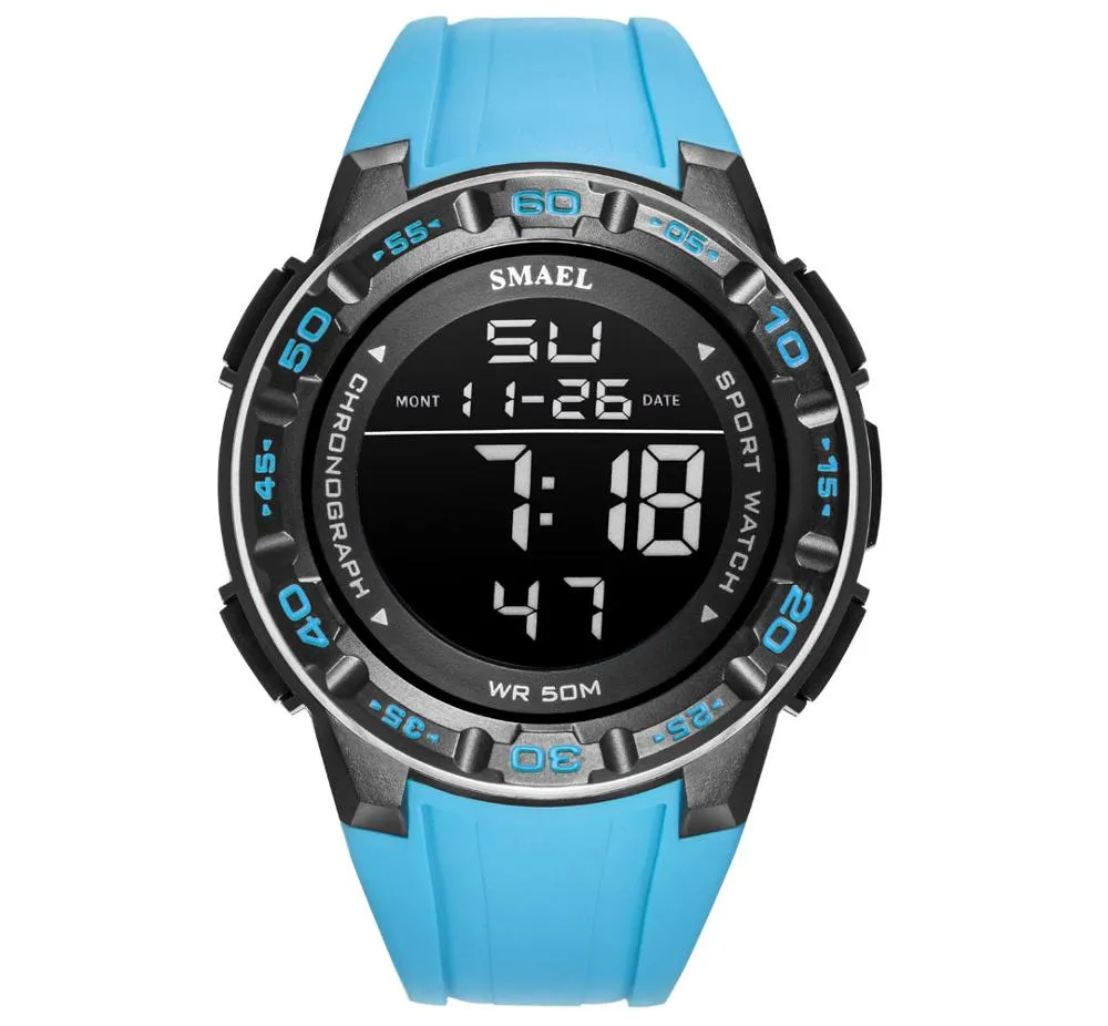 SMAEL Waterproof Mens Watches Top Luxury Brand Digital Sport Watch for Men Silicone Strap Military Date Wrist Watch Male Clock