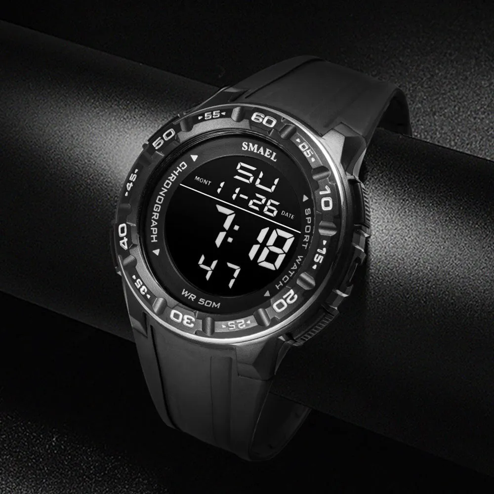 SMAEL Waterproof Mens Watches Top Luxury Brand Digital Sport Watch for Men Silicone Strap Military Date Wrist Watch Male Clock