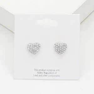 Small Clear Crystal Heart Stud Pageant Earrings | Little Girl Earrings |  614916