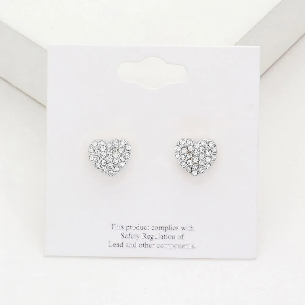 Small Clear Crystal Heart Stud Pageant Earrings | Little Girl Earrings |  614916