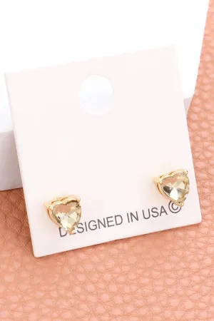 Small Clear Heart Stud Earrings
