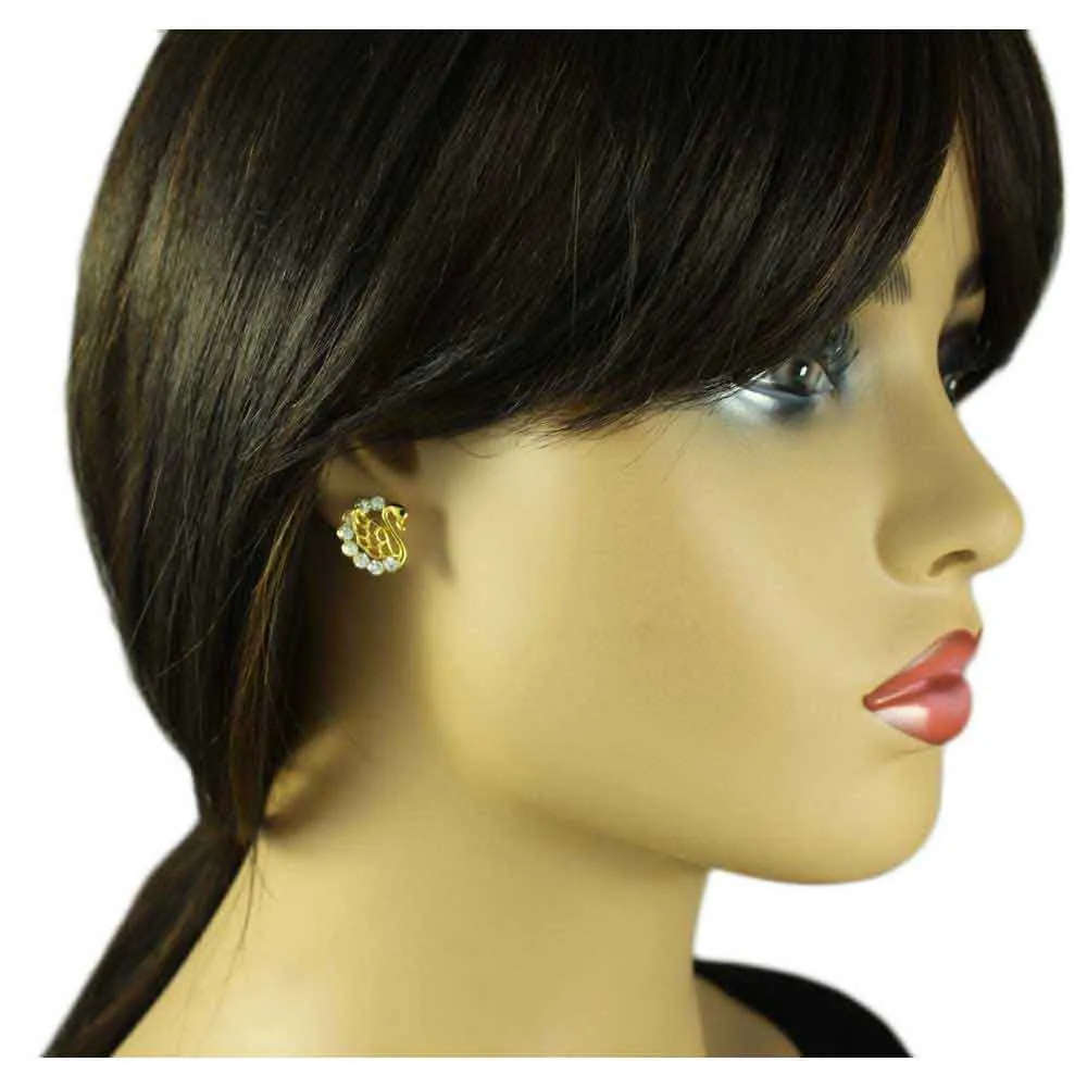 Small Crystal Swan Stud Pierced Earring - REC537