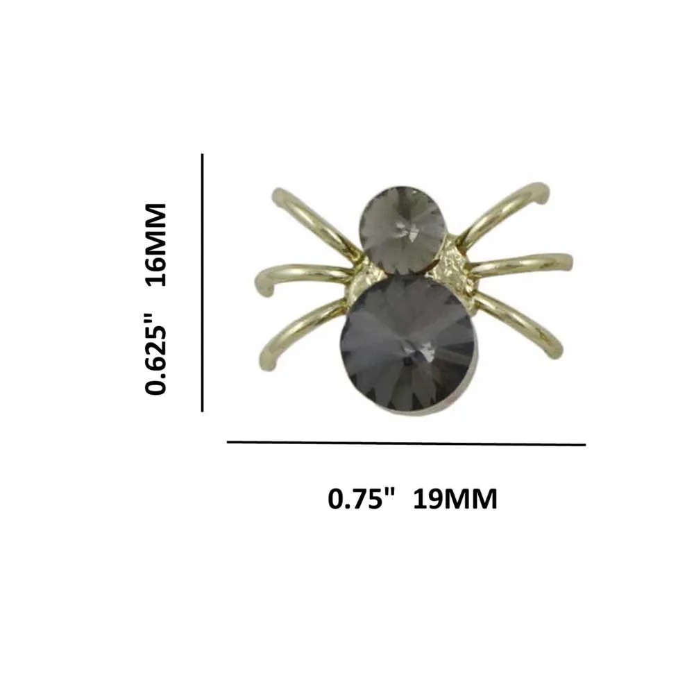 Small Gray Crystal Spider Clip On Earring - REC047C