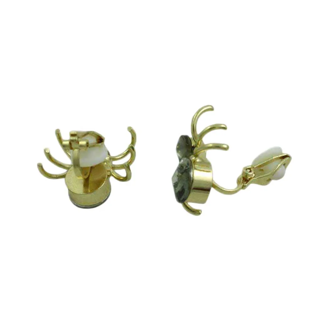 Small Gray Crystal Spider Clip On Earring - REC047C