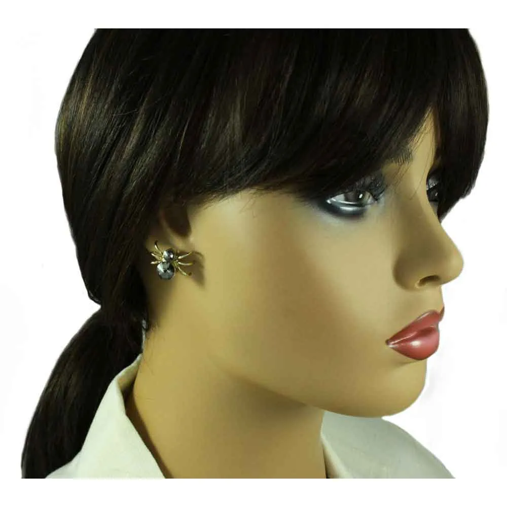 Small Gray Crystal Spider Clip On Earring - REC047C