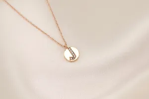 Small Initial Disc Diamond Necklace