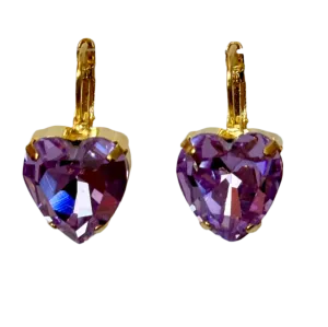 Small Light Purple Heart Post Earrings