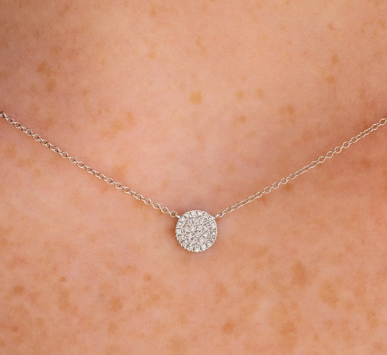 Small Pave Disc Necklace