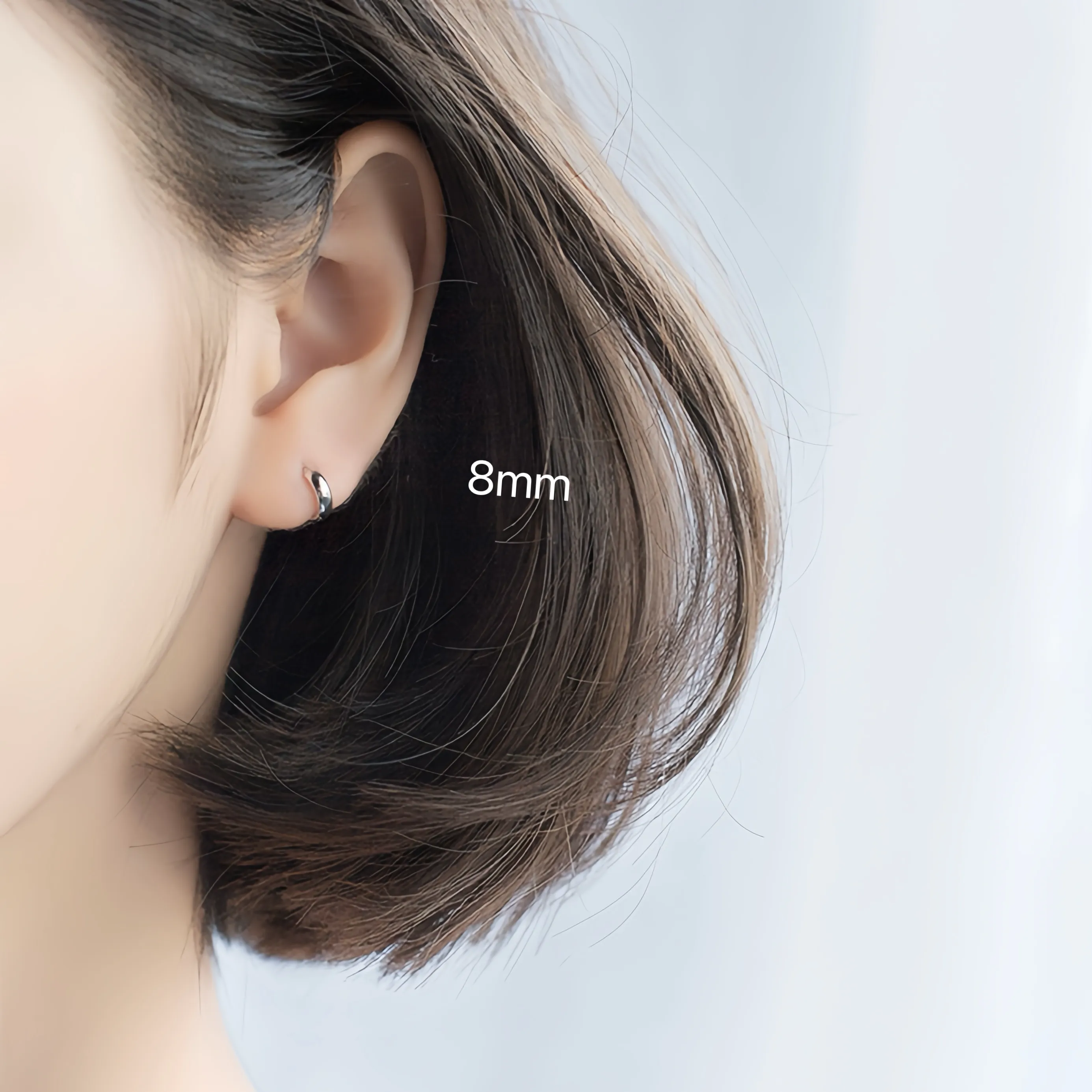 Small Solid 925 Silver Tiny Huggie Hoop Earrings-SH003