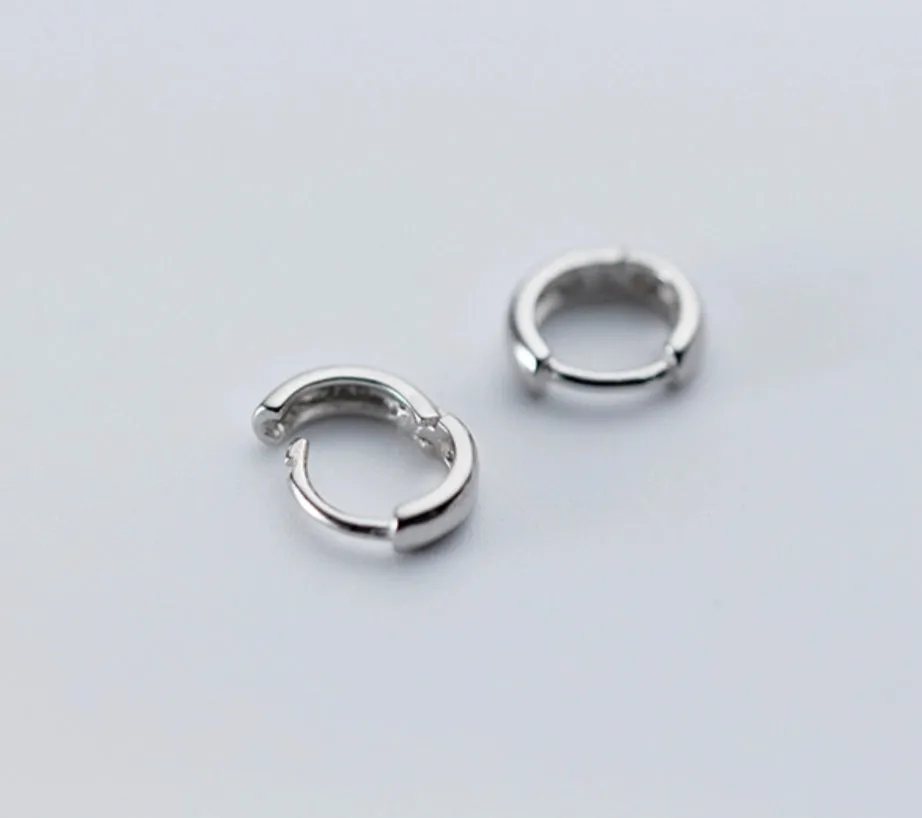 Small Solid 925 Silver Tiny Huggie Hoop Earrings-SH003