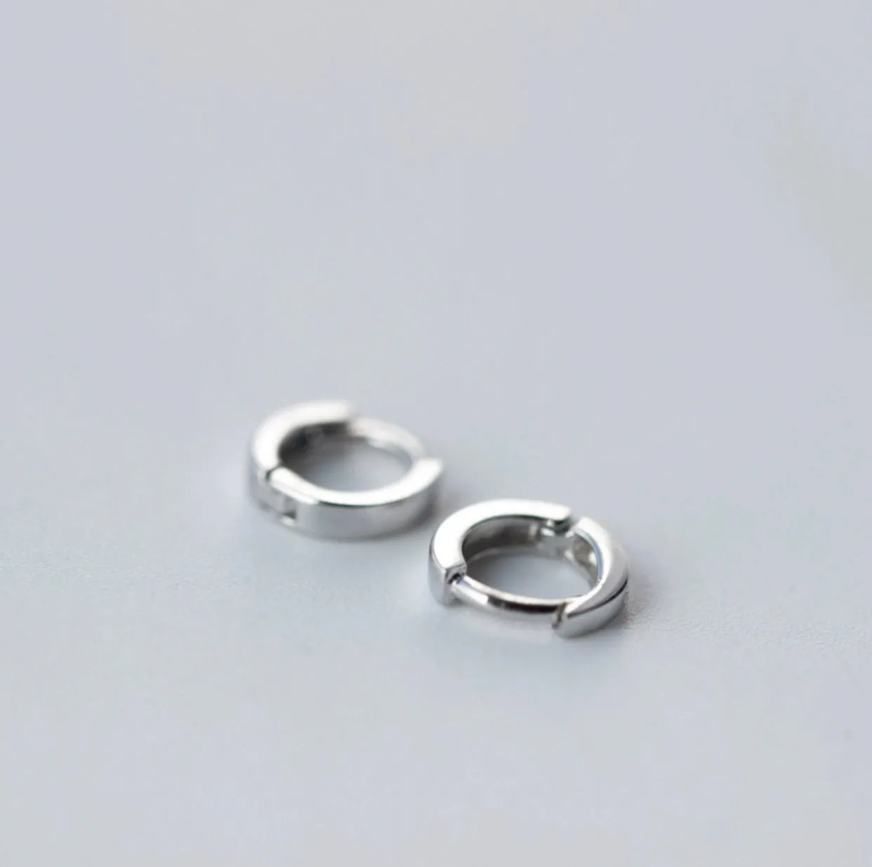 Small Solid 925 Silver Tiny Huggie Hoop Earrings-SH003