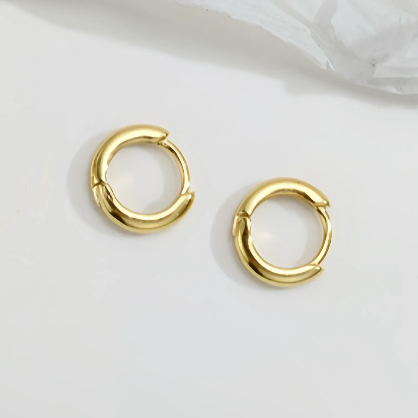 Small Solid 925 Silver Tiny Huggie Hoop Earrings-SH003