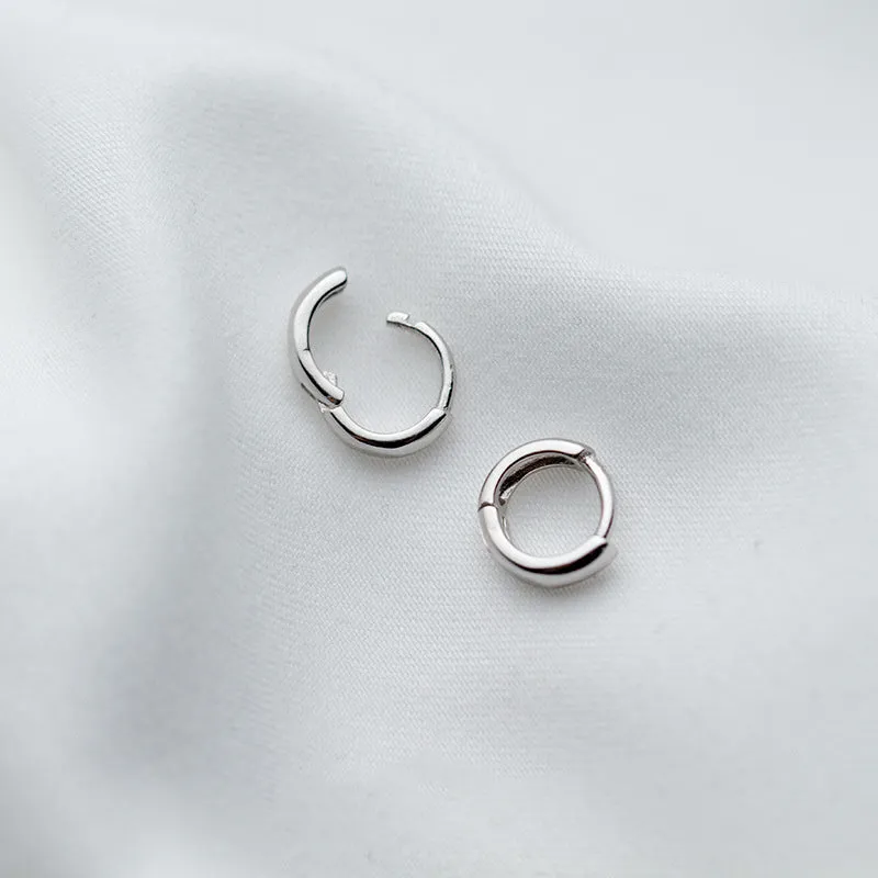Small Solid 925 Silver Tiny Huggie Hoop Earrings-SH003
