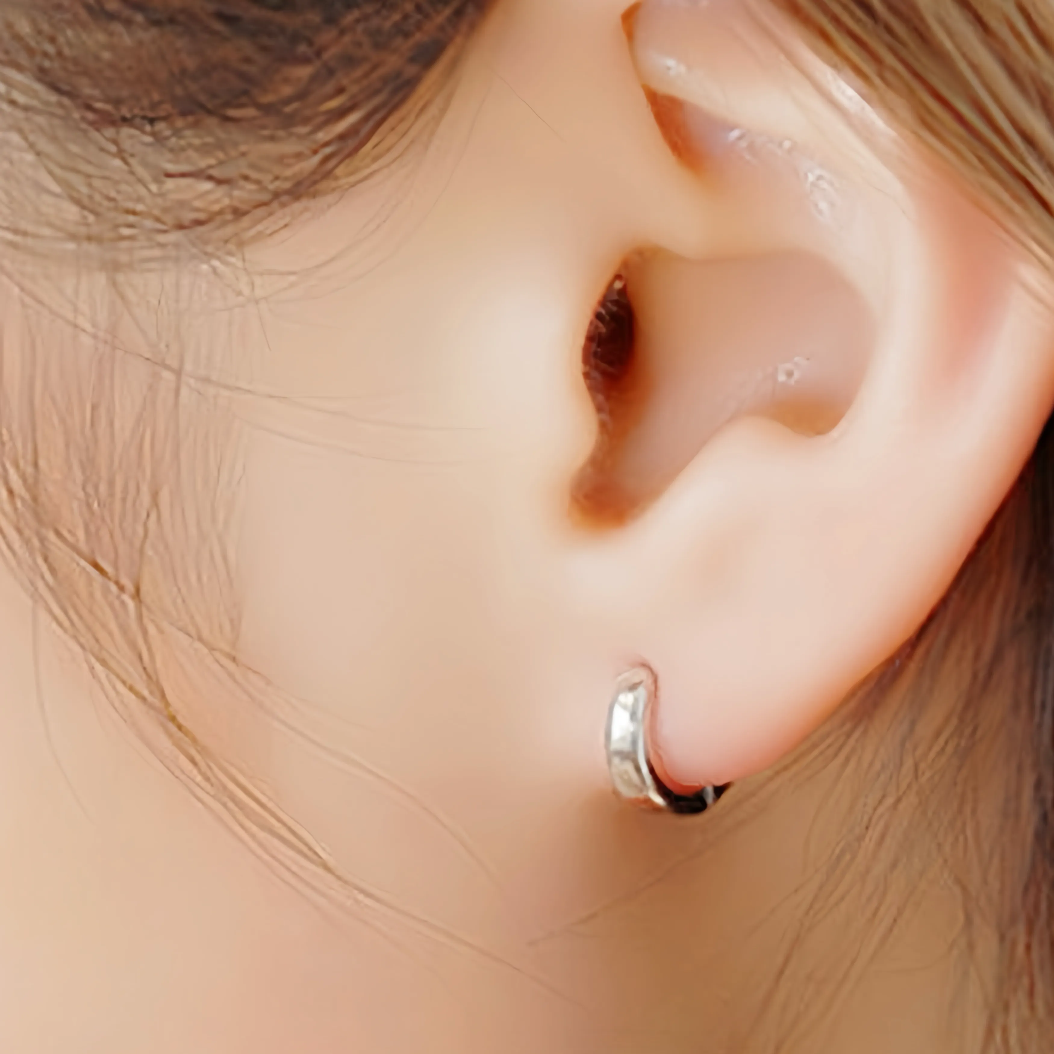 Small Solid 925 Silver Tiny Huggie Hoop Earrings-SH003