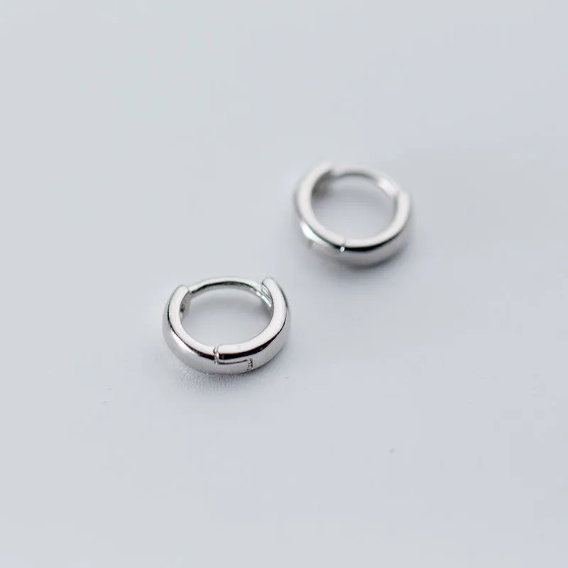 Small Solid 925 Silver Tiny Huggie Hoop Earrings-SH003