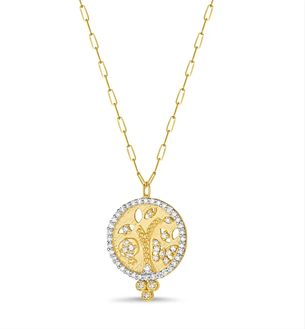 Small Tree of Life Diamond Disc Necklace