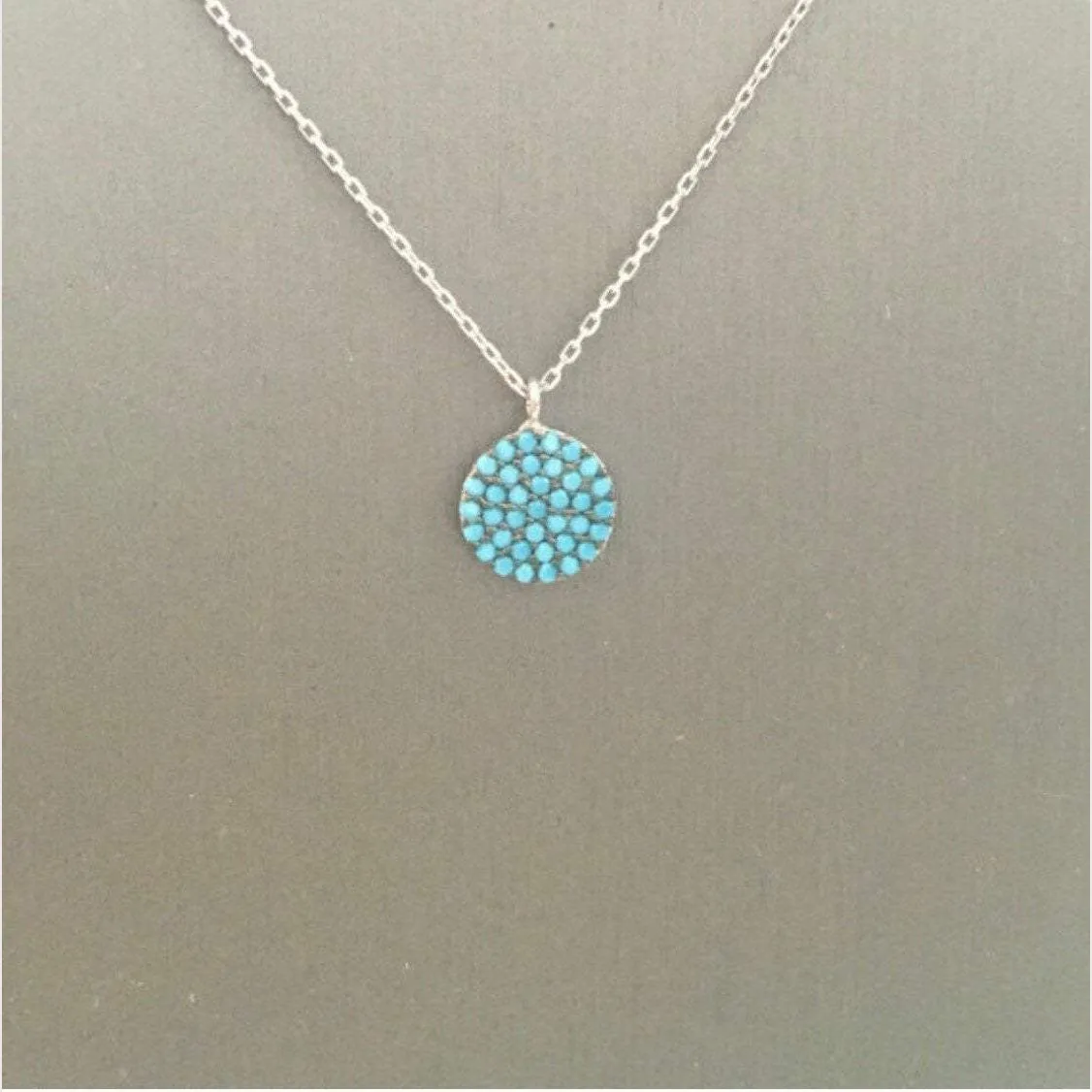 Small Turquoise Disc Necklace