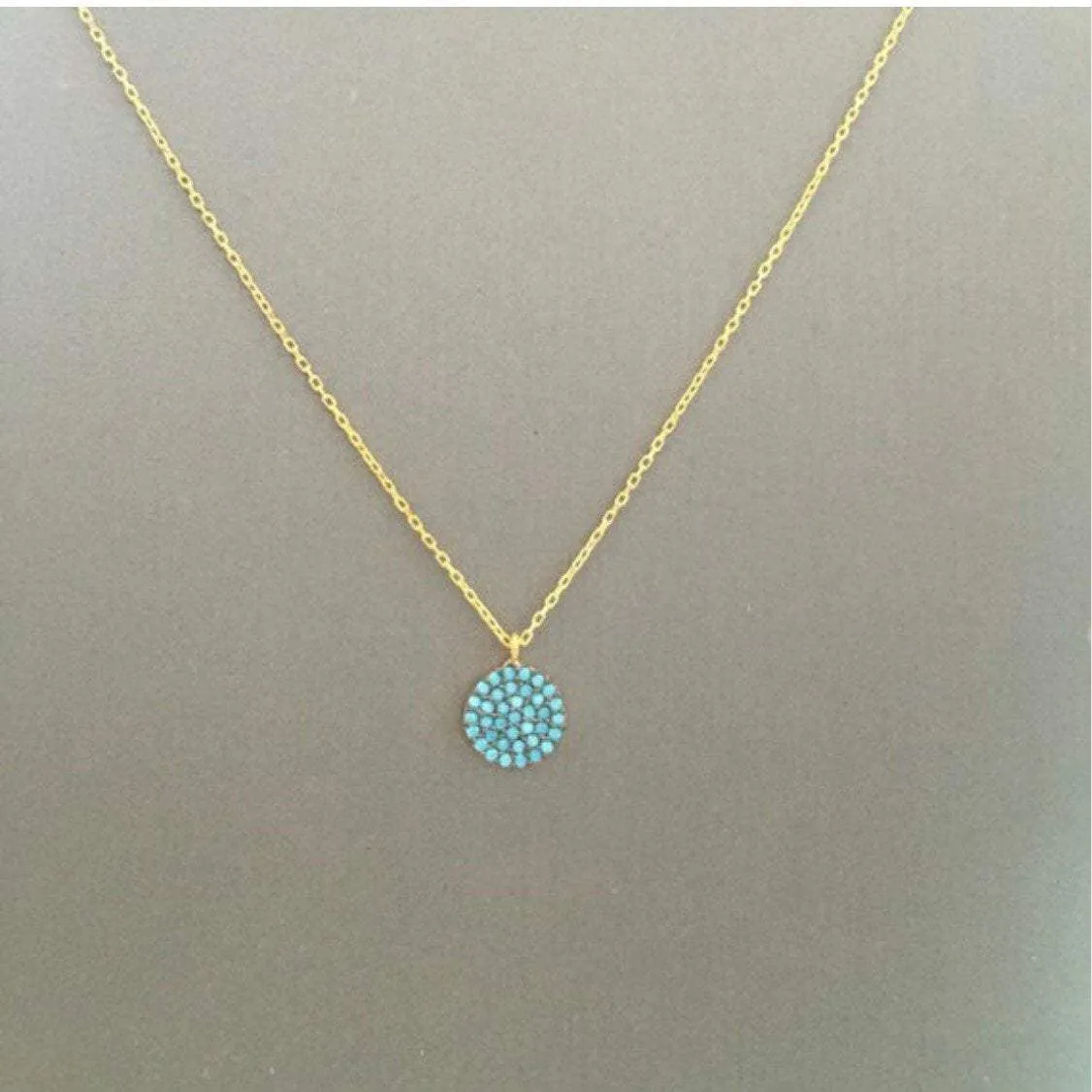 Small Turquoise Disc Necklace