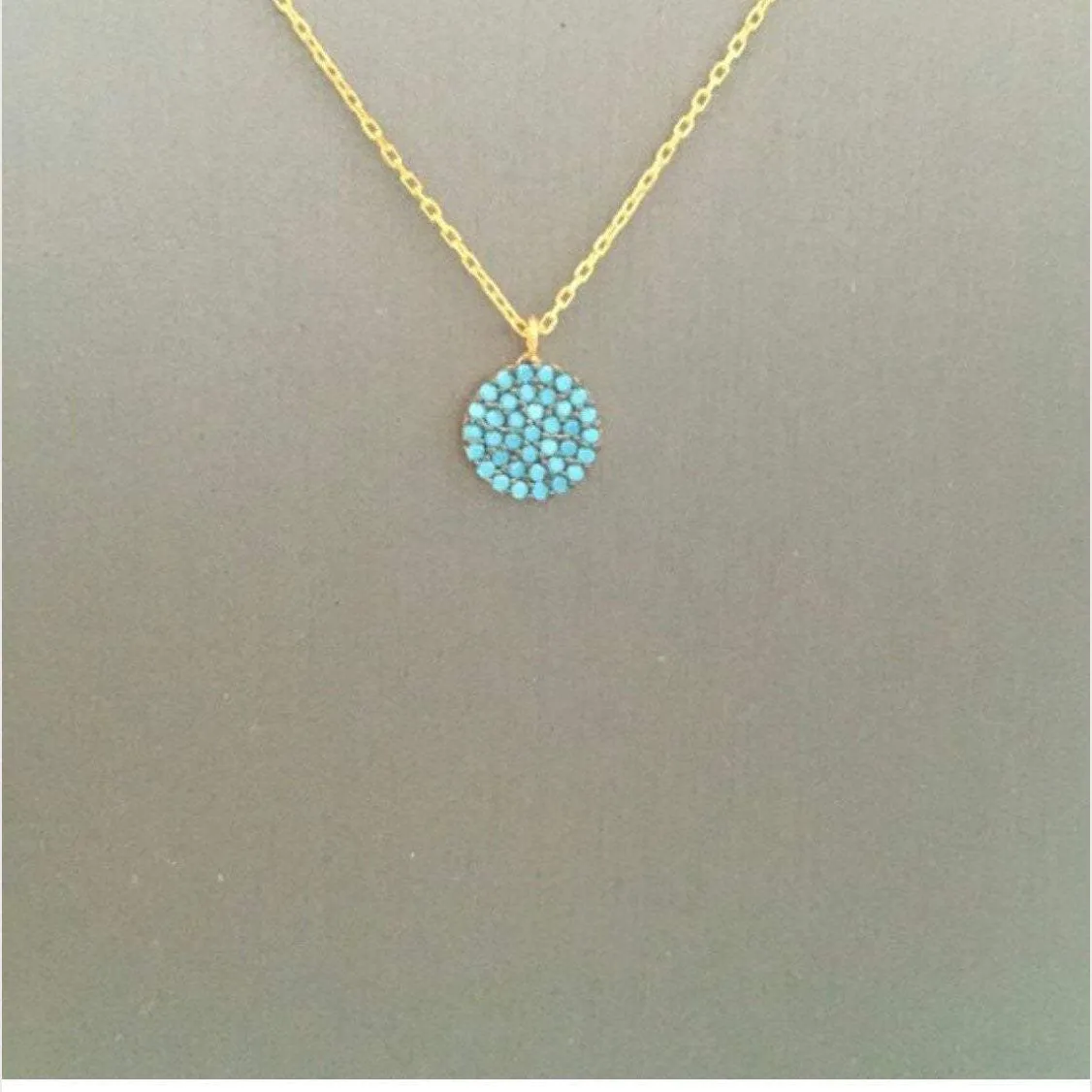 Small Turquoise Disc Necklace