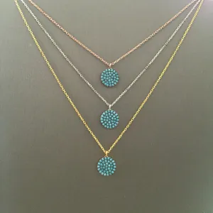 Small Turquoise Disc Necklace