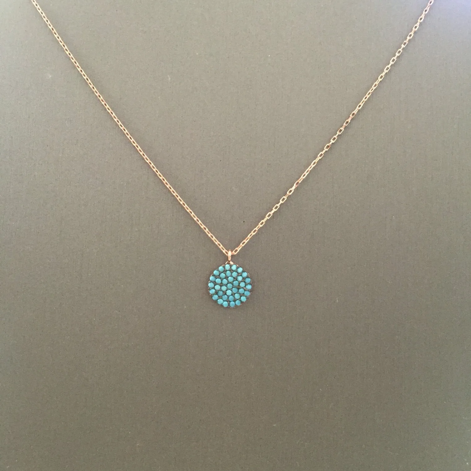 Small Turquoise Disc Necklace