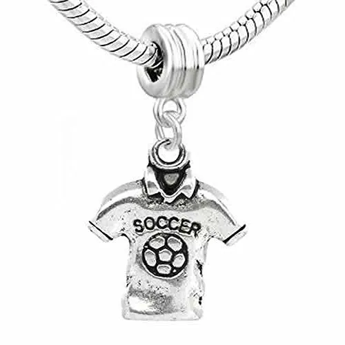Soccer Polo Shirt Charm Dangle European Bead Compatible for Most European Snake Chain Bracelet
