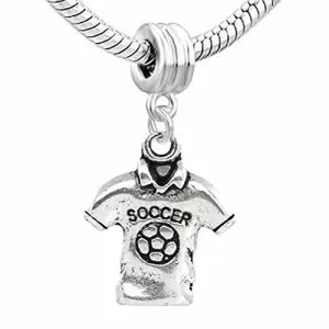 Soccer Polo Shirt Charm Dangle European Bead Compatible for Most European Snake Chain Bracelet