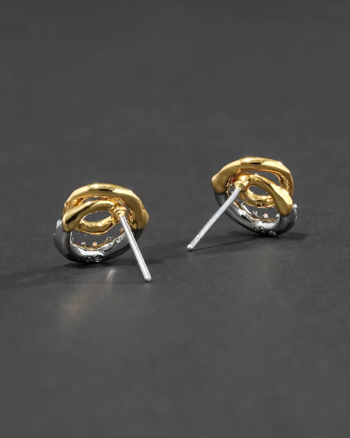 Solanales Gold Crystal Spiral Stud Earring