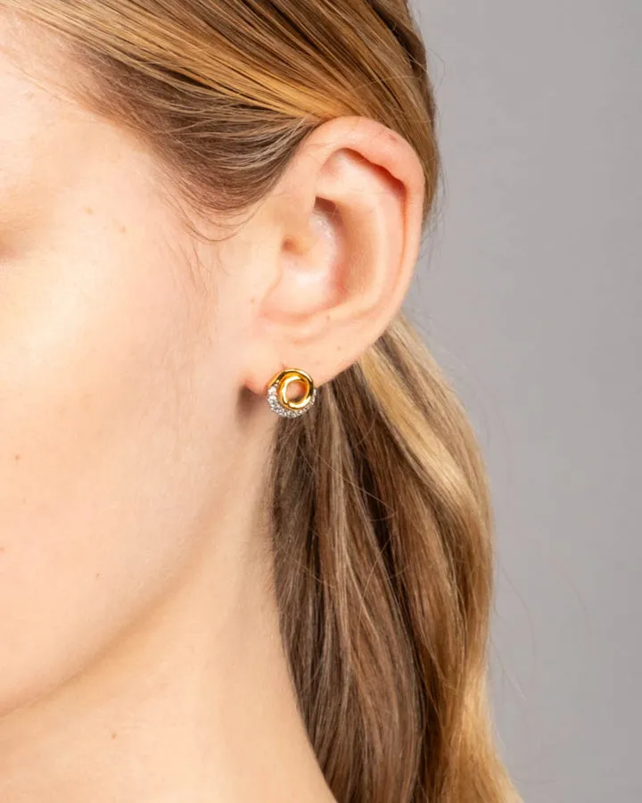 Solanales Gold Crystal Spiral Stud Earring