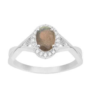 Solitaire Oval 1 Ctw Labradorite Sterling Silver 925 Women Ring