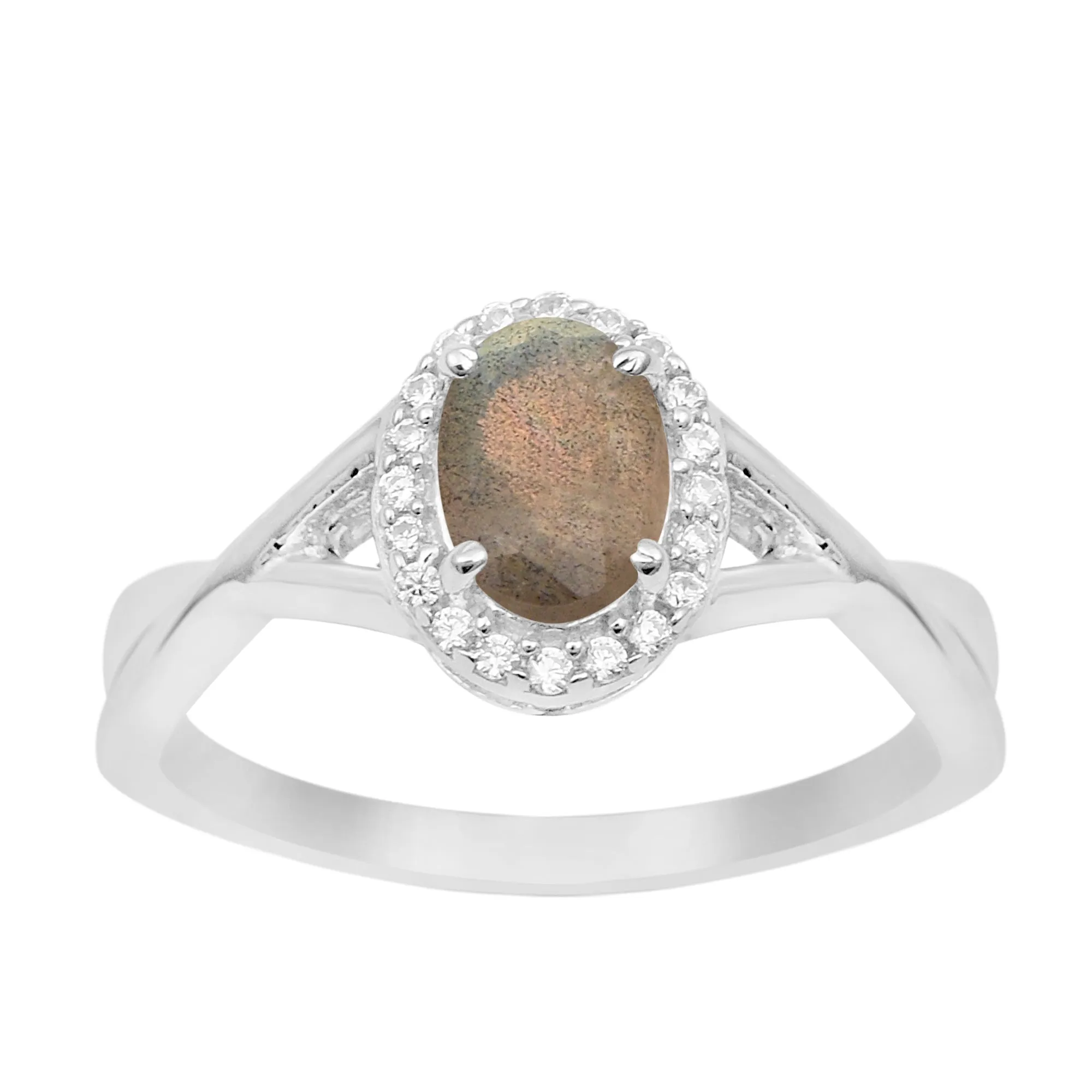 Solitaire Oval 1 Ctw Labradorite Sterling Silver 925 Women Ring